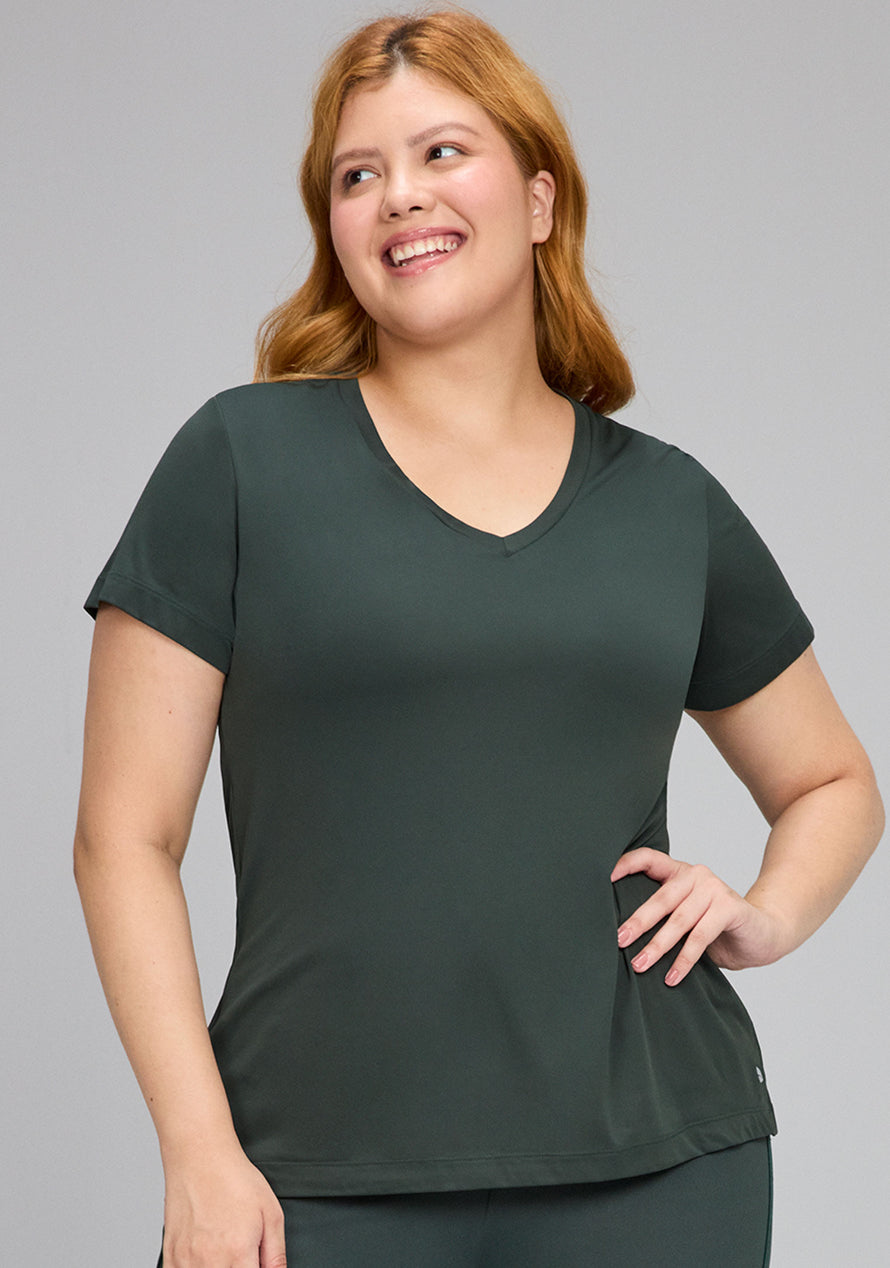 V-neck long t-shirt