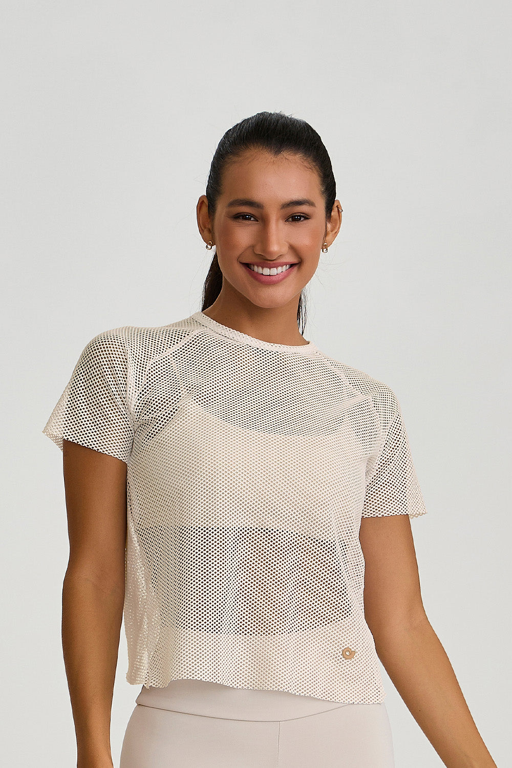 Mesh blouse with wrap-around back