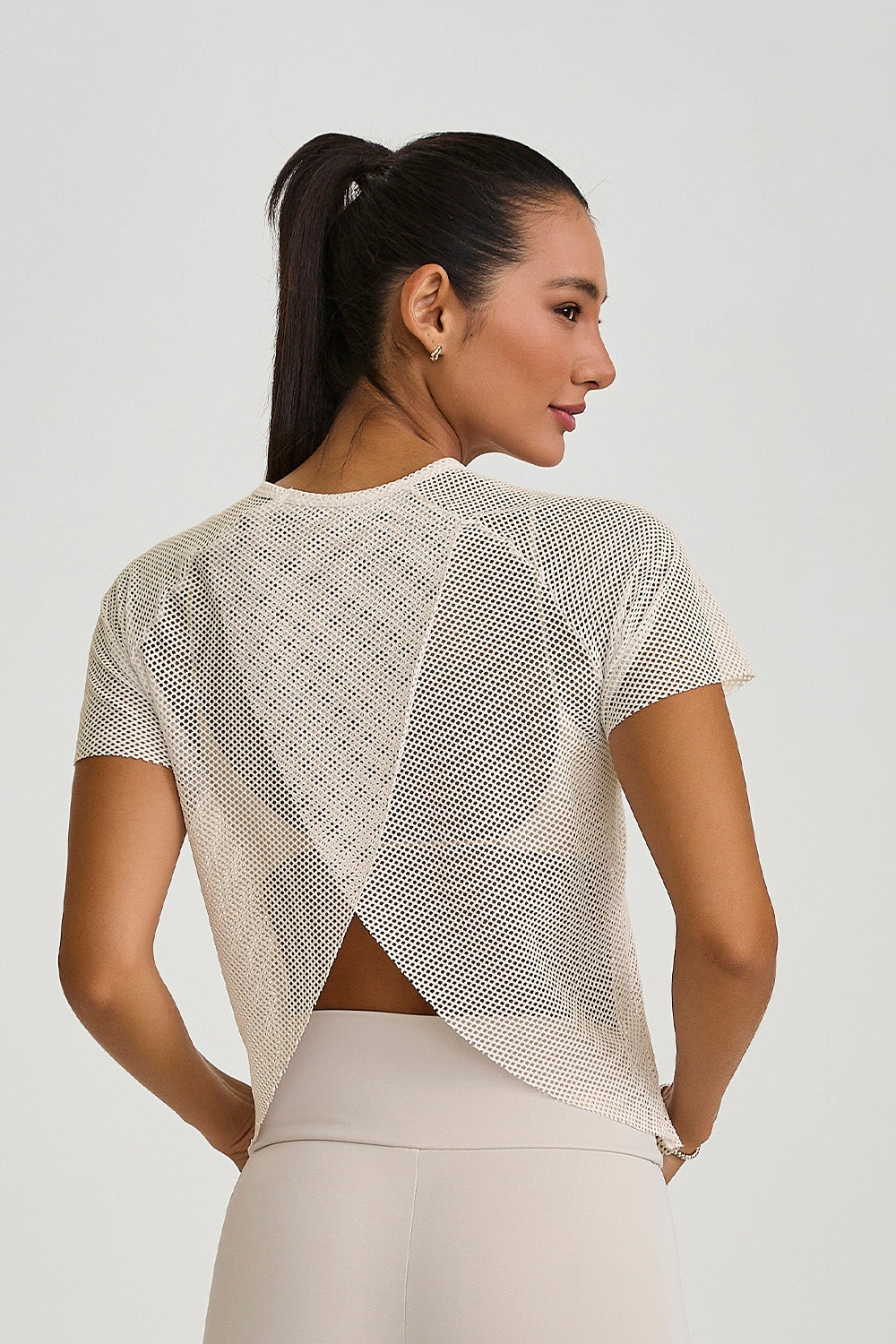 Mesh blouse with wrap-around back
