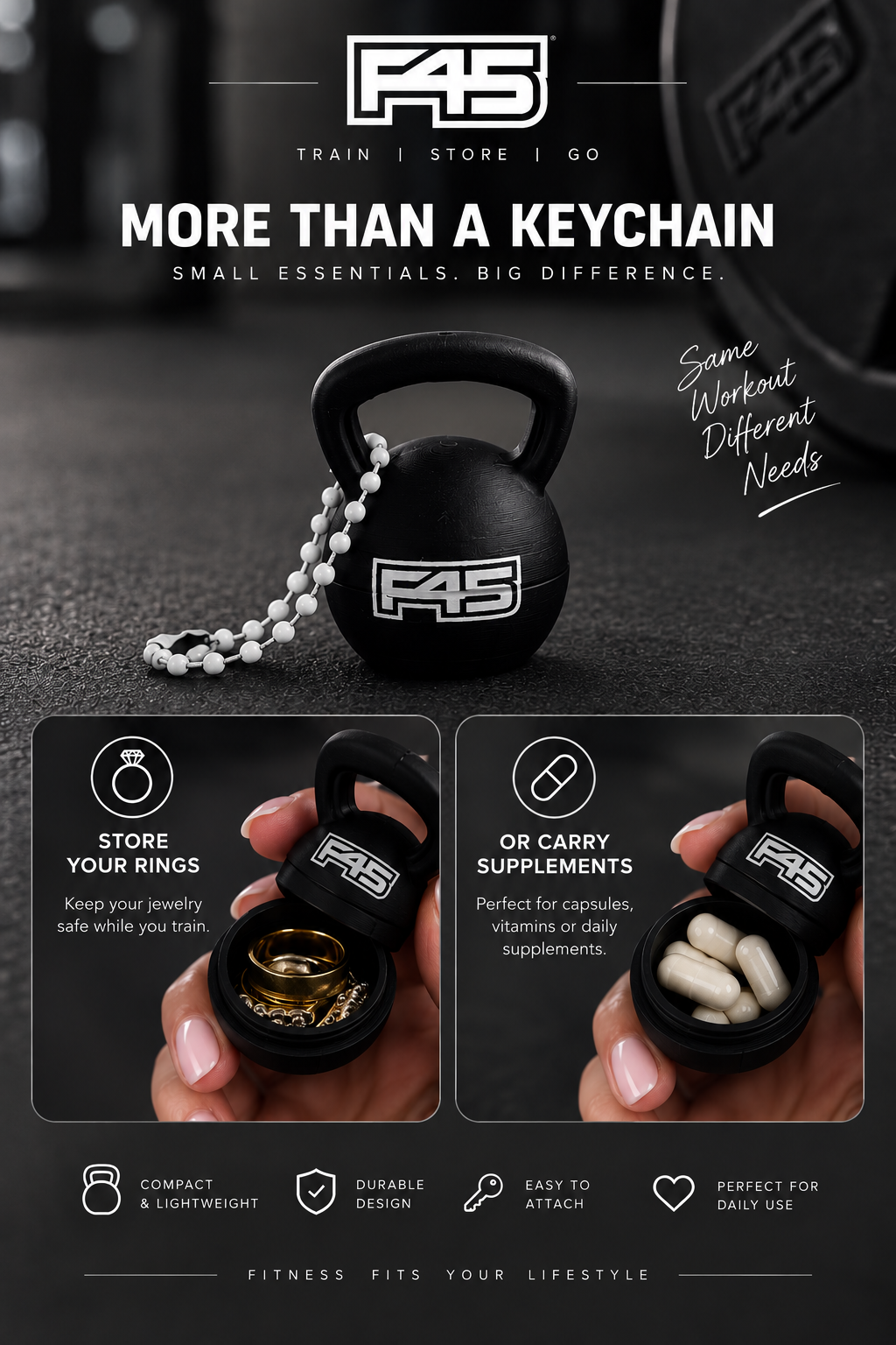F45 Ring Holder Keychain