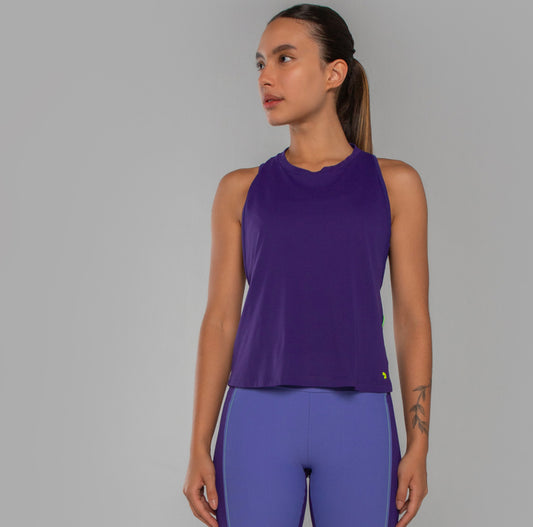 Skin fit tulle and trim tank top