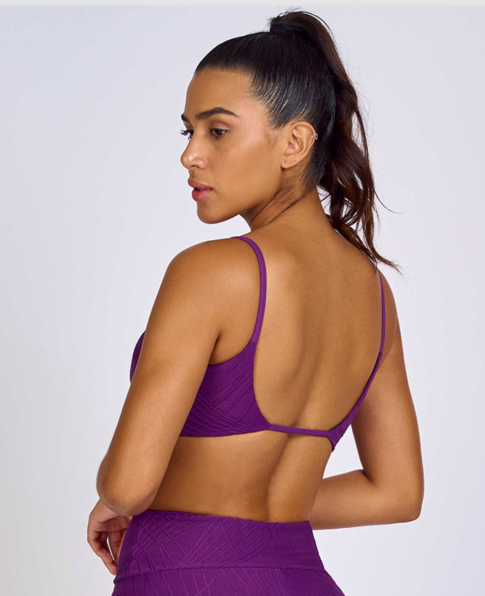 Low-cut back drawstring top