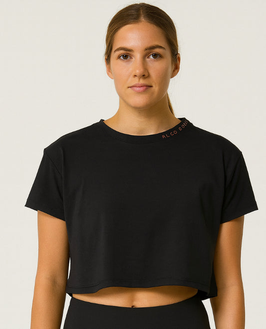 Cropped Logo Embroidered Top