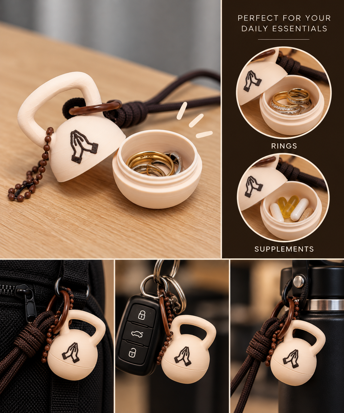 Faith Kettlebell Ring Safe Keychain